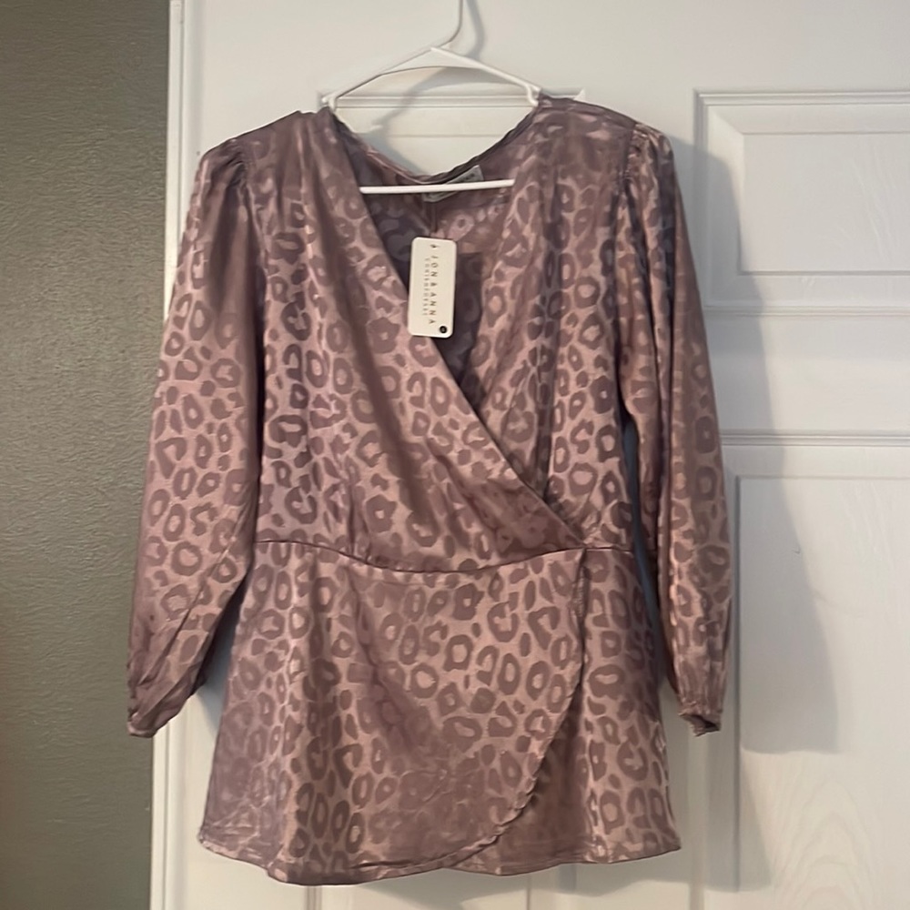 Jon & Anna Purple Peplum Blouse Size Lg